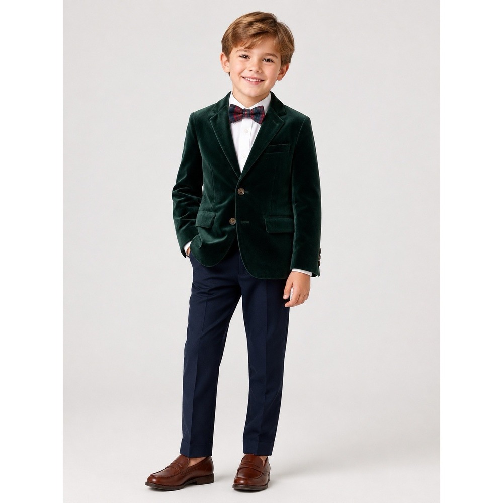 Janie and Jack Boys 6 Green Velvet Blazer Christmas Holiday Formal Jacket